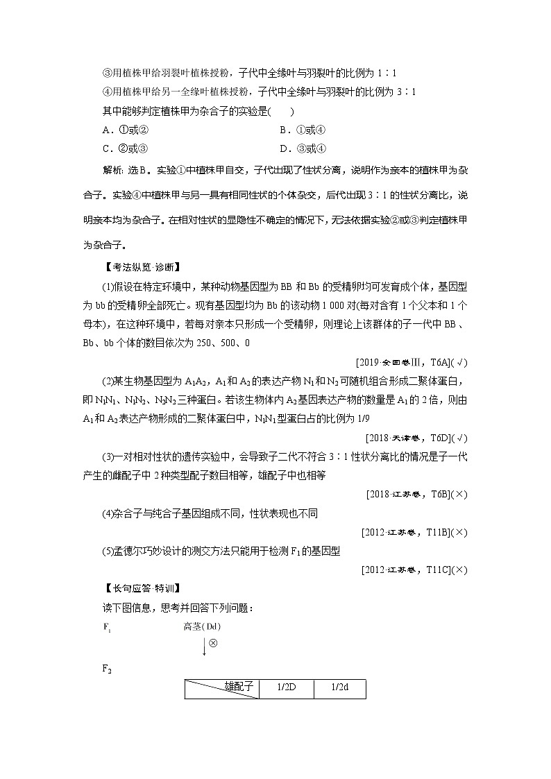 2021版新高考选考生物一轮复习通用版学案:第13讲 基因的分离定律03