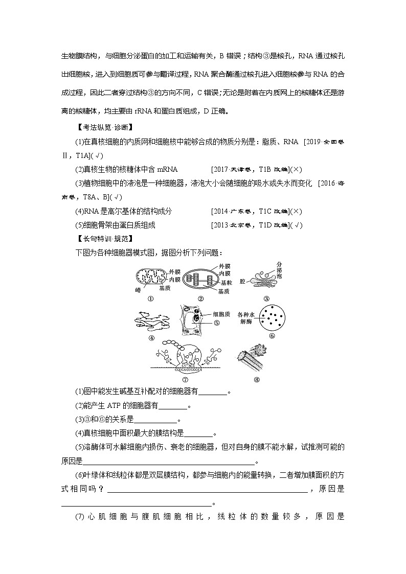 2021版高考生物(人教版)一轮复习学案:第二单元 第6讲 细胞器和生物膜系统第3页
