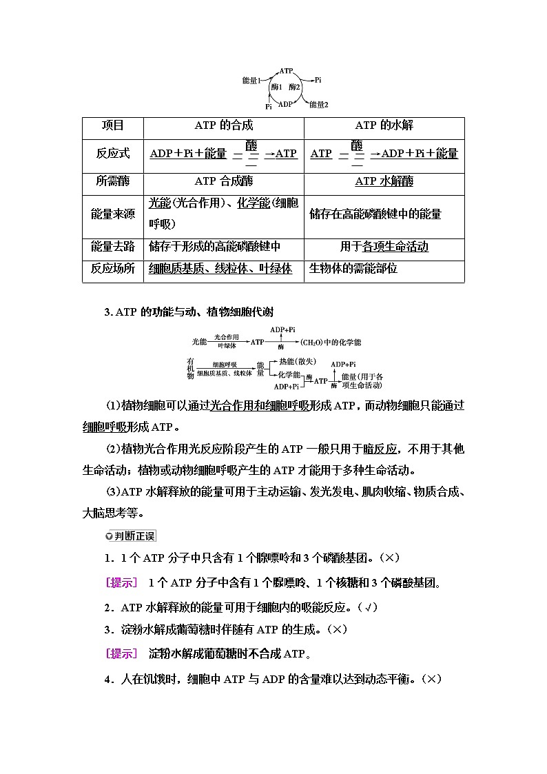 2021版高考生物(苏教版)一轮复习学案:必修1第3单元第1讲 ATP和酶02