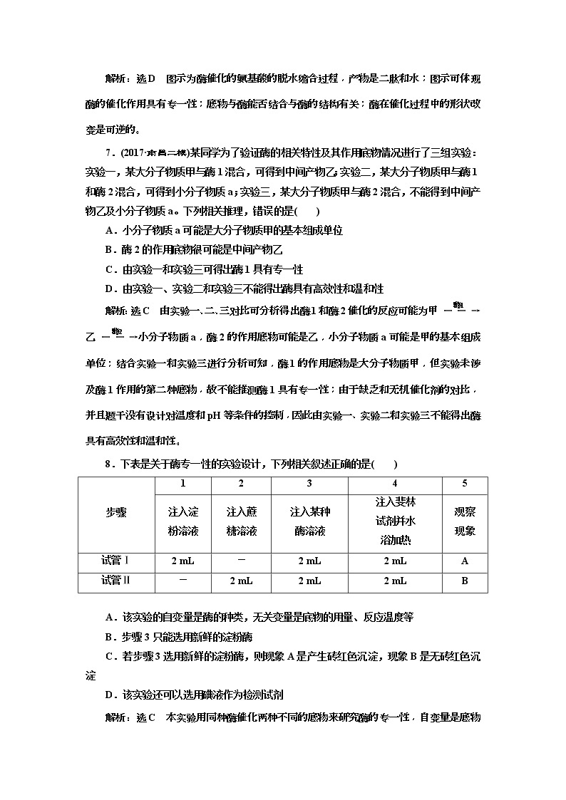 2019届高考生物一轮课时跟踪检测08《降低化学反应活化能的酶 》(含解析)03