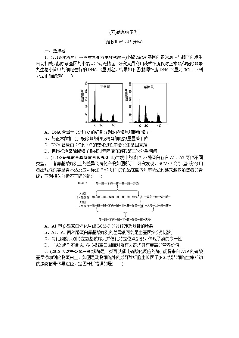 2019年高考生物二轮习题:05信息给予类 Word版含解析第1页
