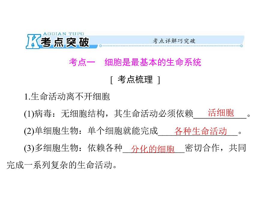 2020年高考生物一輪復習課件：必修1 第1章 第1、2節(jié) 從生物圈到細胞、細胞的多樣性和統(tǒng)一性(含答案)第5頁