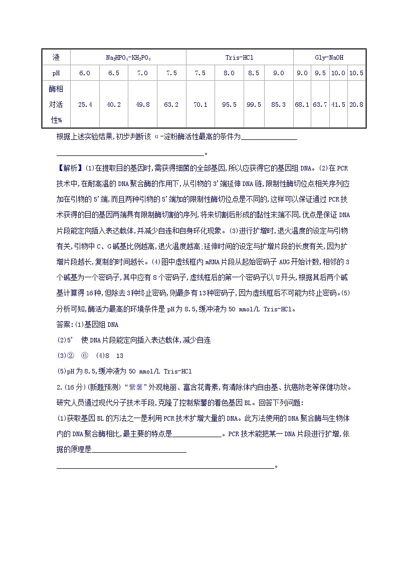 2019版高考生物二轮练习:专题10四 现代生物科技专题 专题能力提升练 专题14 教师专用(含解析)02