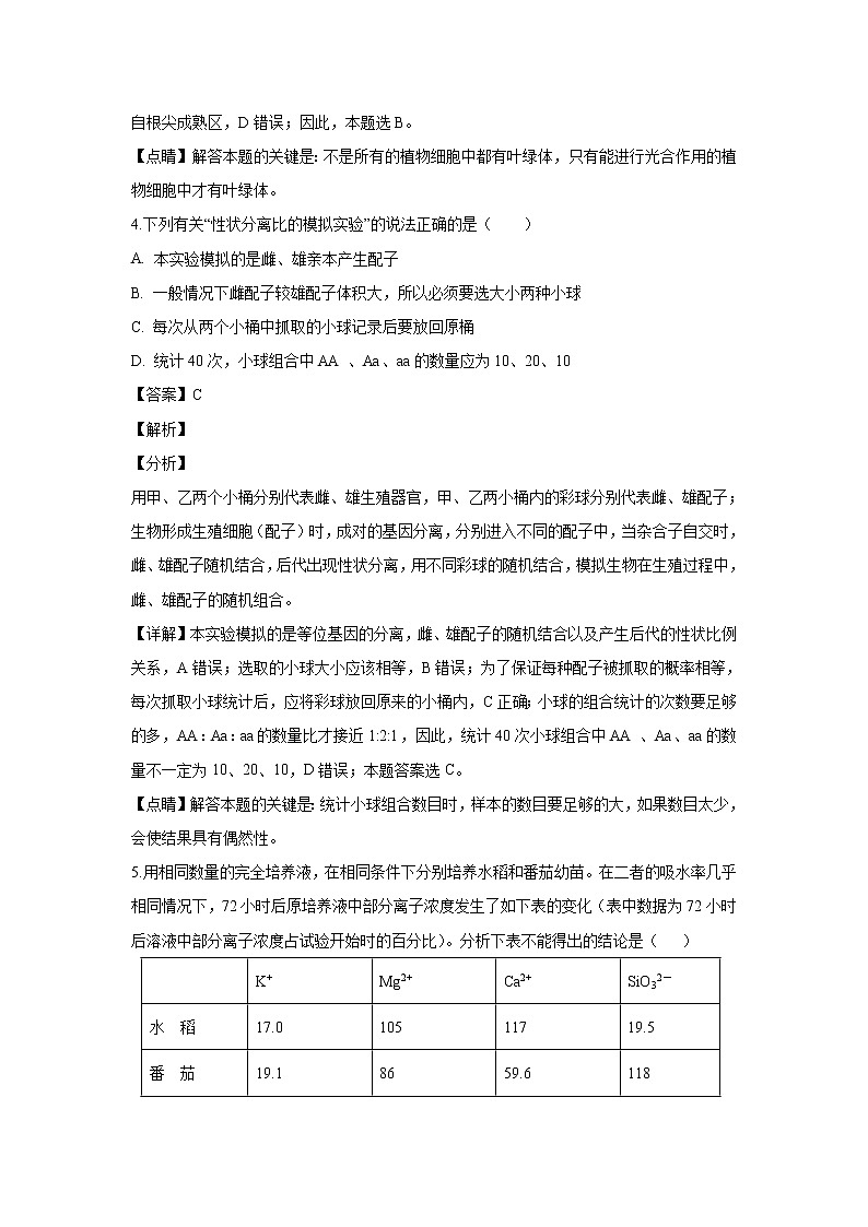 【生物】湖北省荆州中学、宜昌一中等“荆、荆、襄、宜四地七校考试联盟”2018-2019学年高二上学期期中考试试题 (解析版)第3页