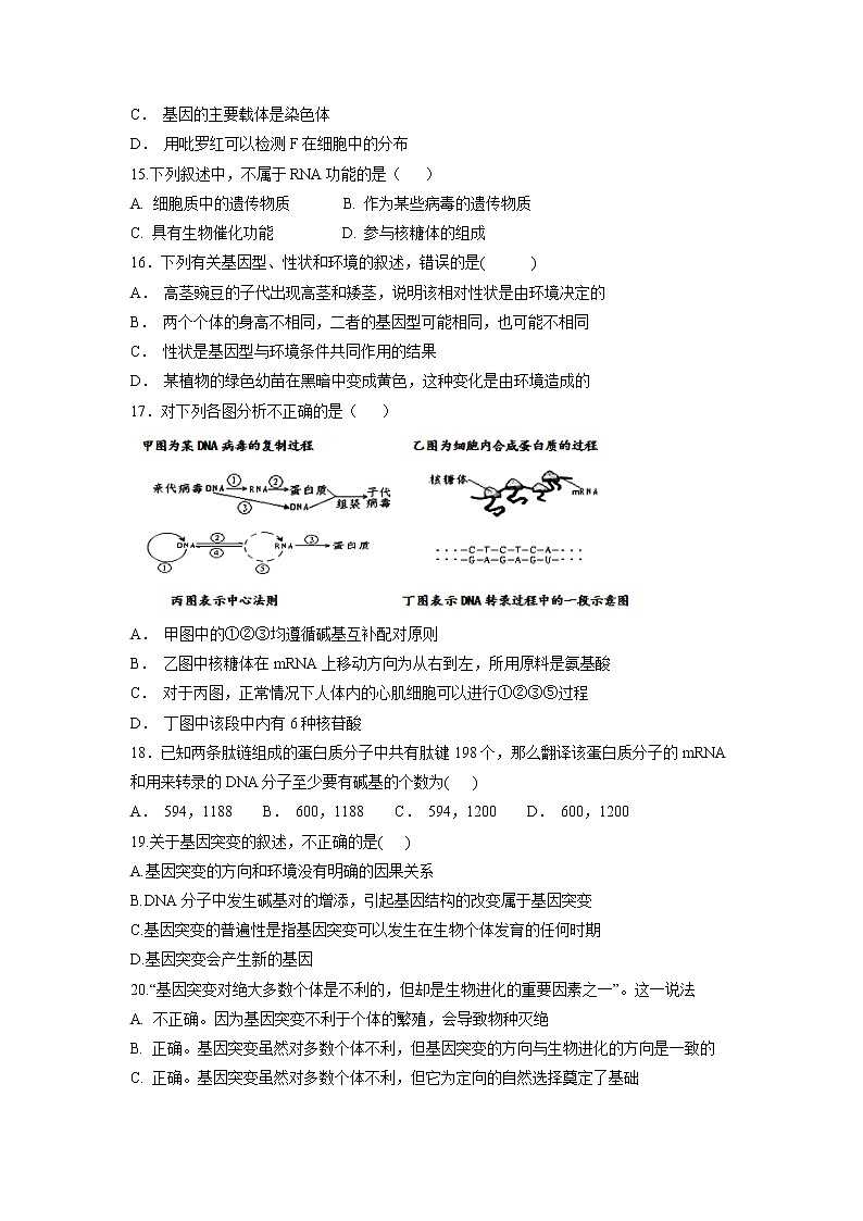 【生物】江西省南昌市八一中学、洪都中学七校2018-2019学年高二上学期期中考试试题03