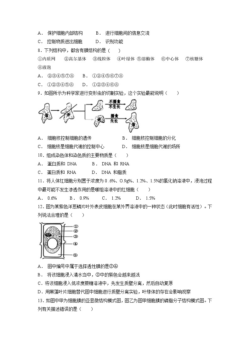 【生物】甘肃省靖远县第四中学2018-2019学年高二上学期期中考试试题第2页