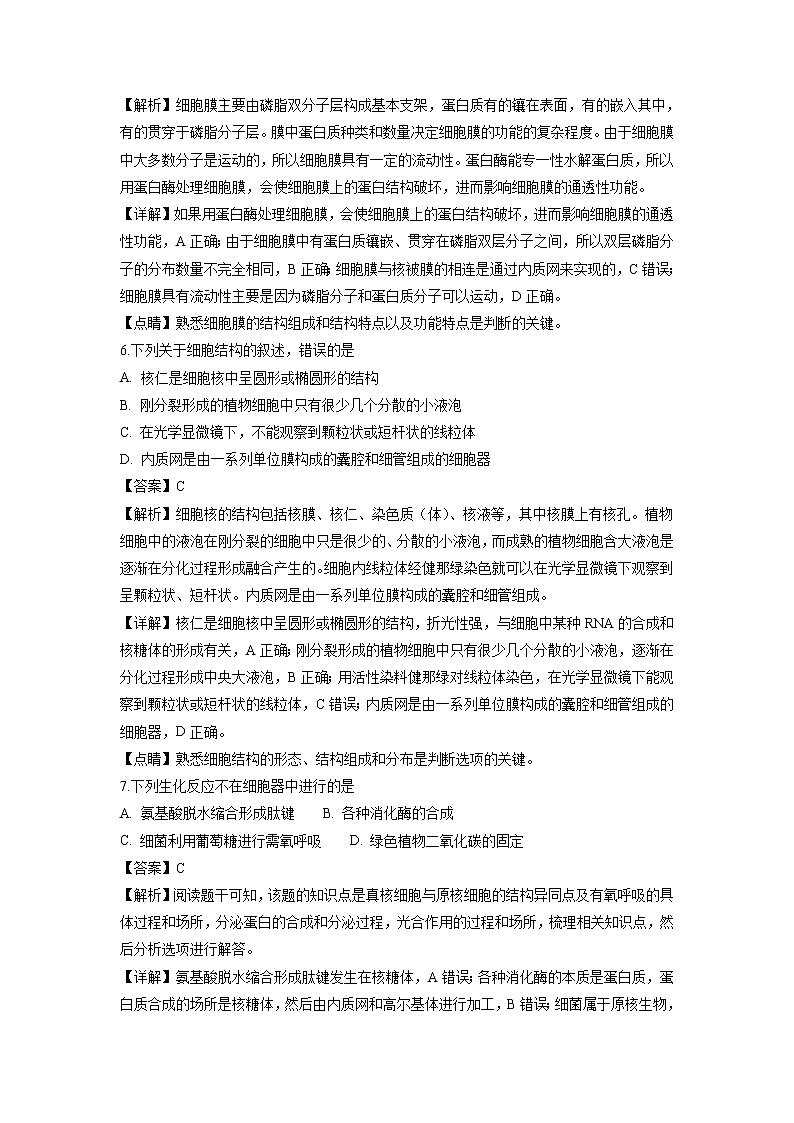【生物】浙江省名校协作体2018-2019学年高二上学期模拟考试试题(解析版)03