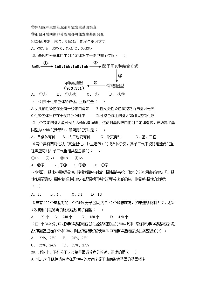 【生物】黑龍江省齊齊哈爾市第八中學2018-2019學年高二11月月考試題第3頁