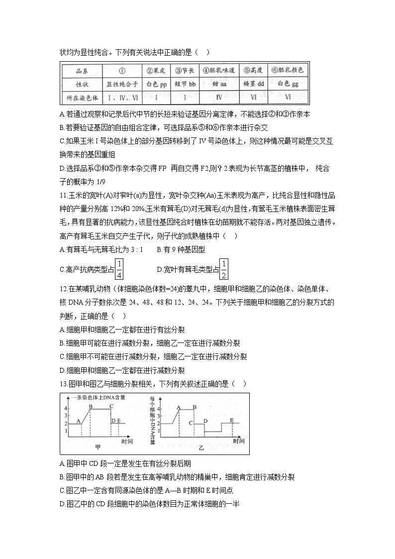 【生物】河南省豫西名校2018-2019学年高二上学期第一次联考试题03