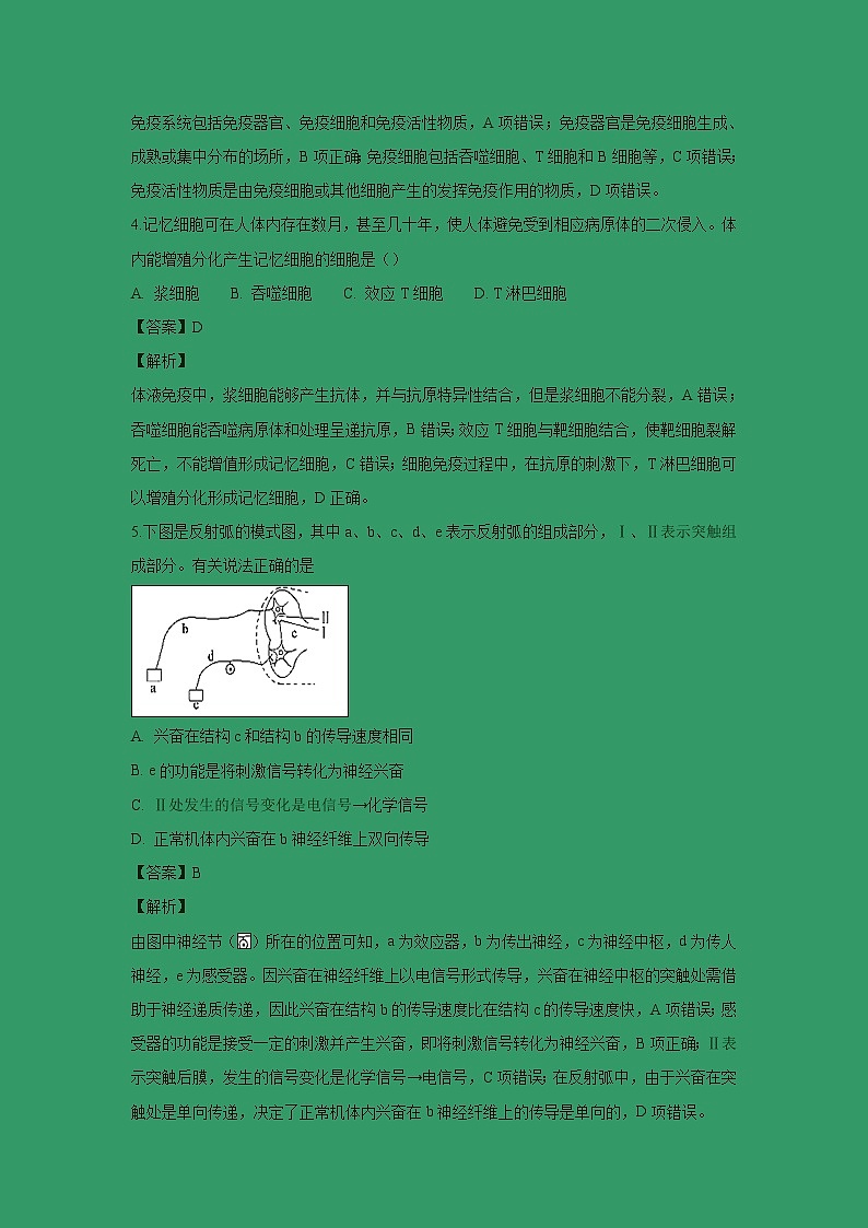 【生物】内蒙古大板第三中学2018-2019学年高二下学期开学考试试卷(解析版)02