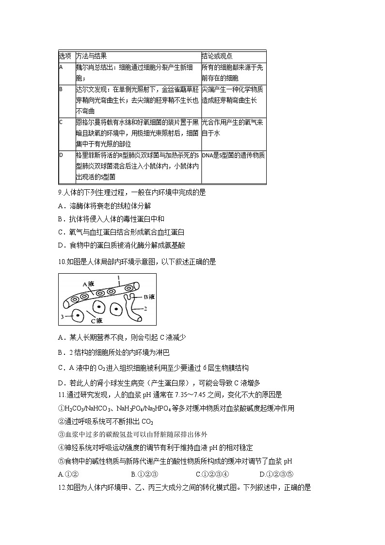 【生物】河北省唐山一中2019-2020学年高二上学期期中考试03