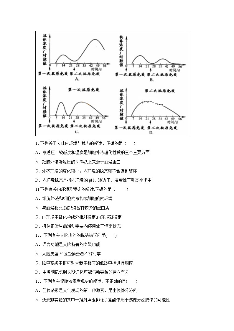【生物】河北省武邑中学2019-2020学年高二上学期期中考试试题03