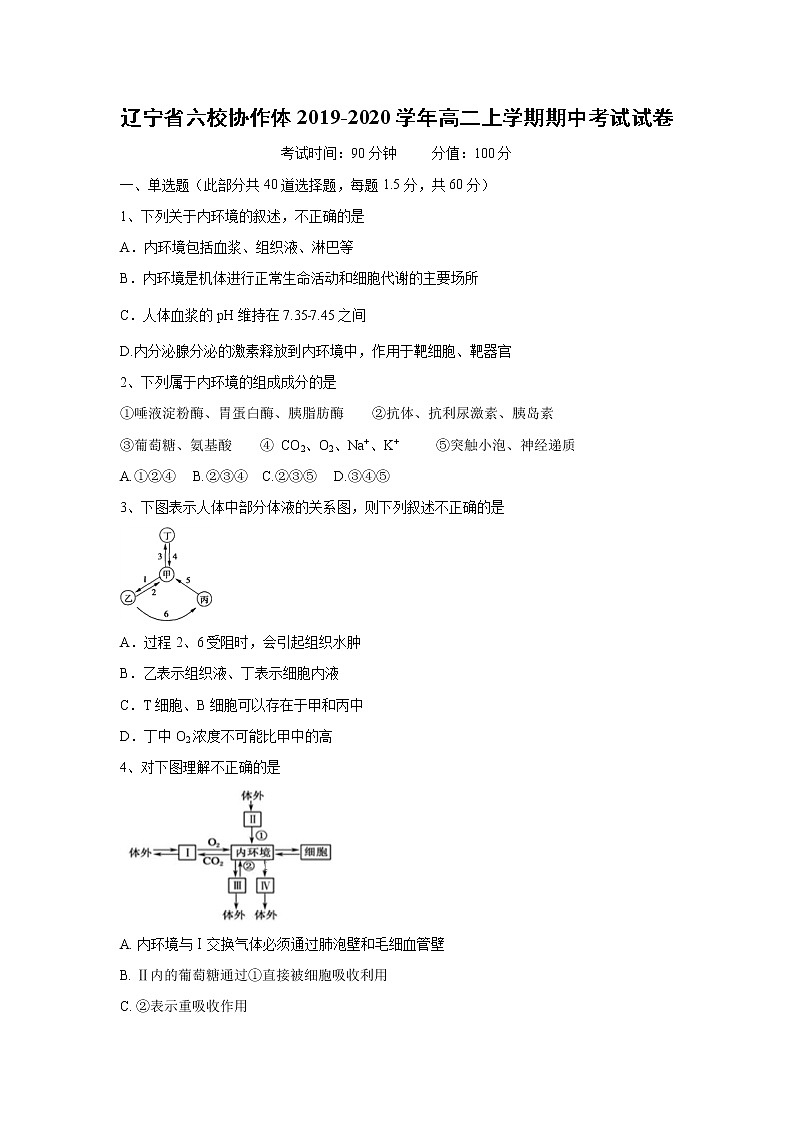 【生物】辽宁省六校协作体2019-2020学年高二上学期期中考试试卷第1页