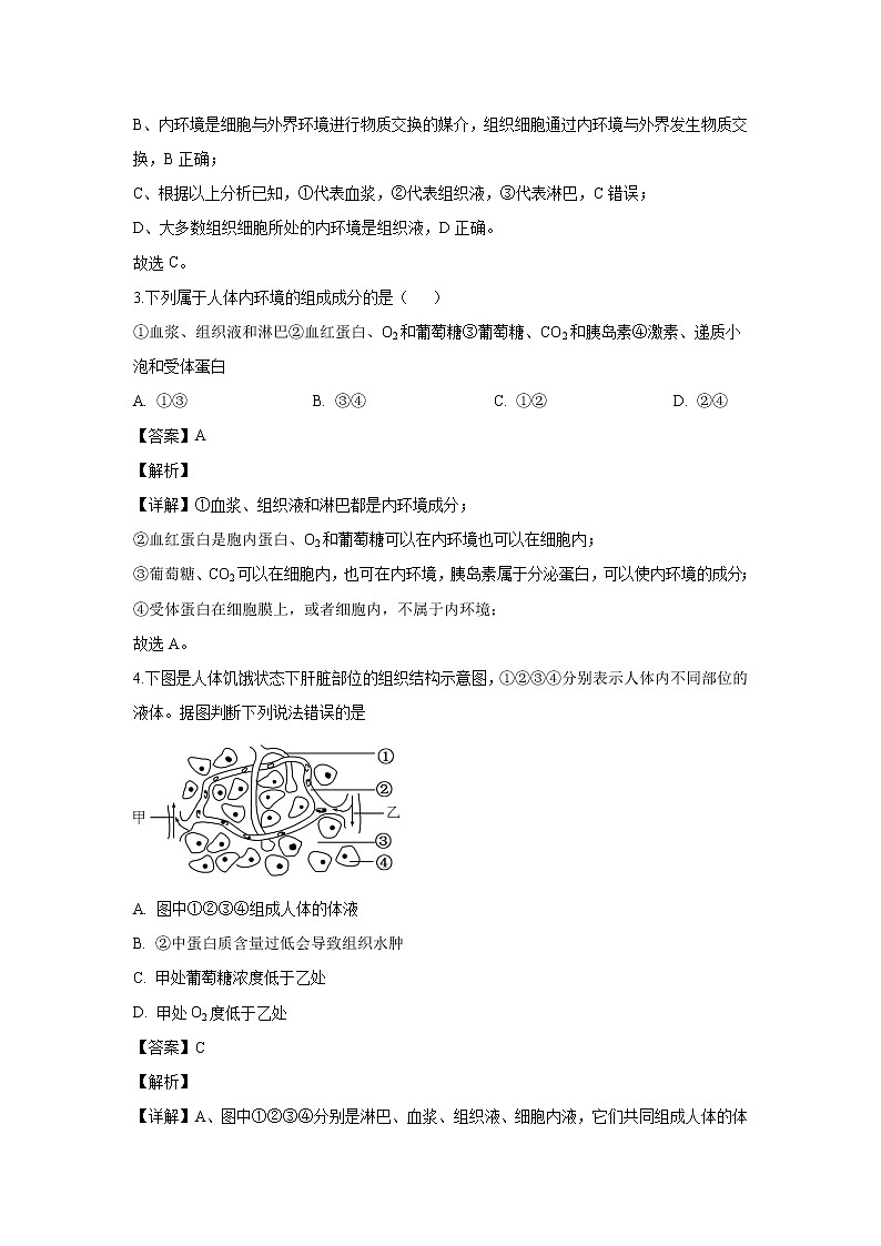 【生物】福建省泉州市泉港区一中2019-2020学年高二上学期期中考试试题(解析版)02