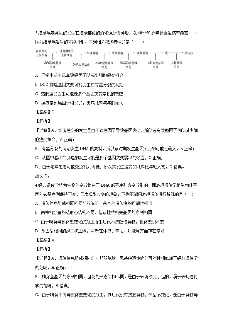 【生物】河北省唐山市开滦二中2019-2020学年高二6月月考试题(解析版)02