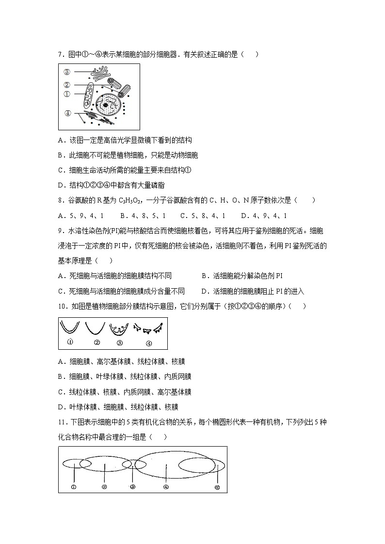 【生物】甘肃省武威第一中学2019-2020学年高二10月阶段性考试试题02