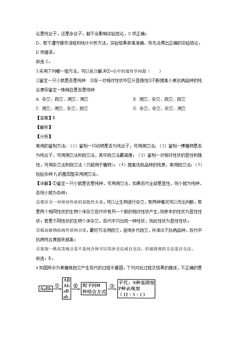 【生物】黑龙江省大庆铁人中学2019-2020学年高二上学期入学考试试题(解析版)02