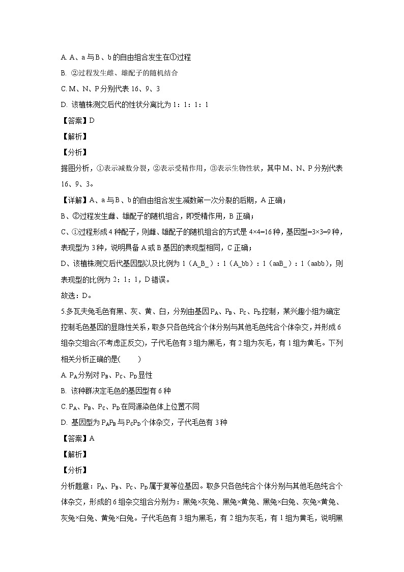 【生物】黑龙江省大庆铁人中学2019-2020学年高二上学期入学考试试题(解析版)03