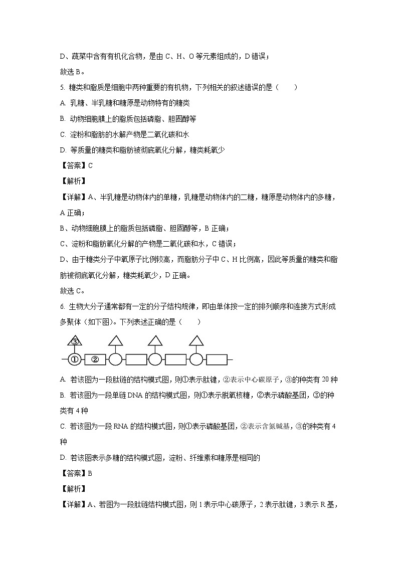 【生物】宁夏吴忠中学2020-2021学年高二9月月考试题(解析版)03