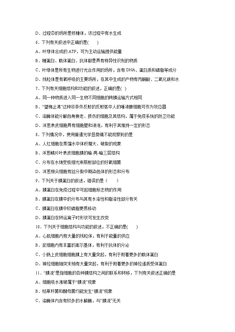 【生物】贵州省思南中学2018-2019学年高二下学期期末考试试题02