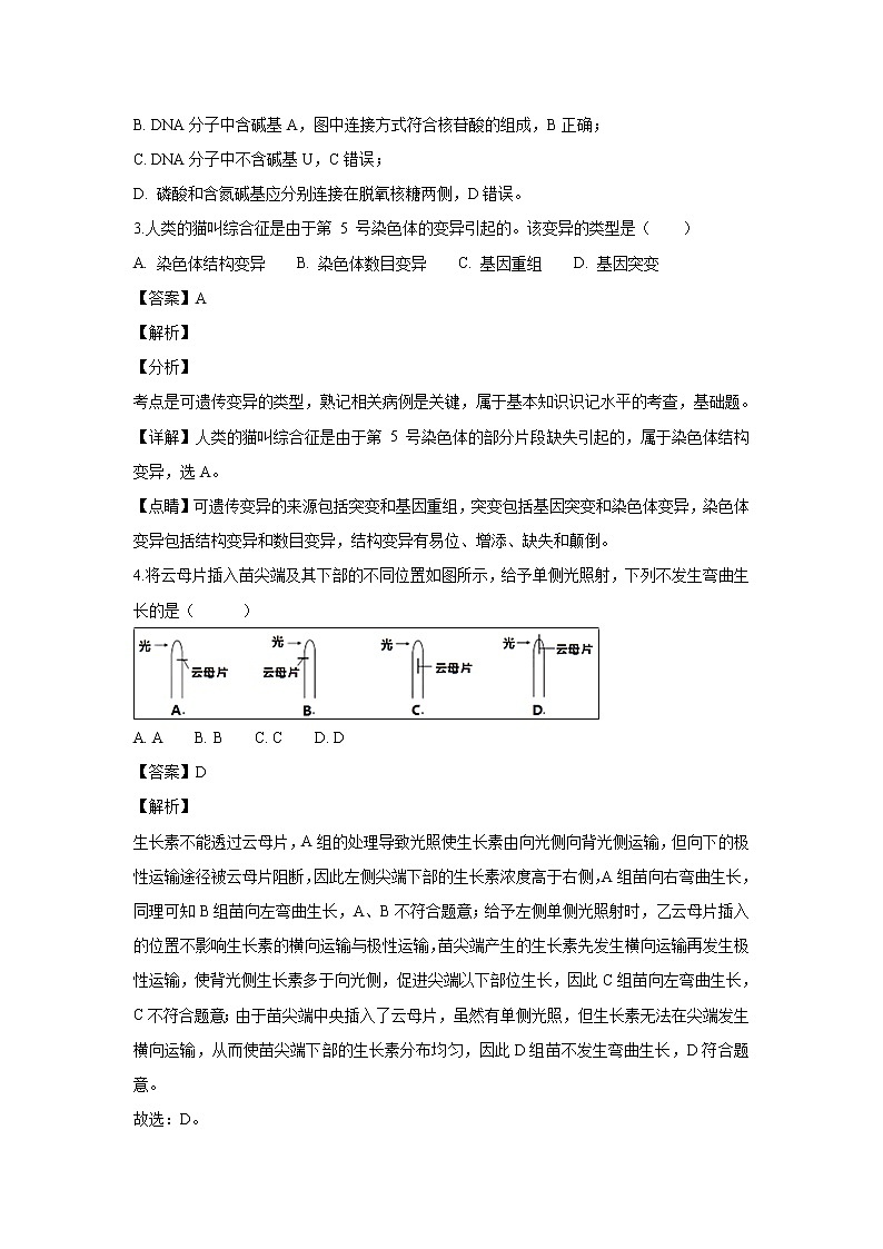 【生物】浙江省温州市新力量联盟2018-2019学年高二上学期期末考试试题 (解析版)第2页