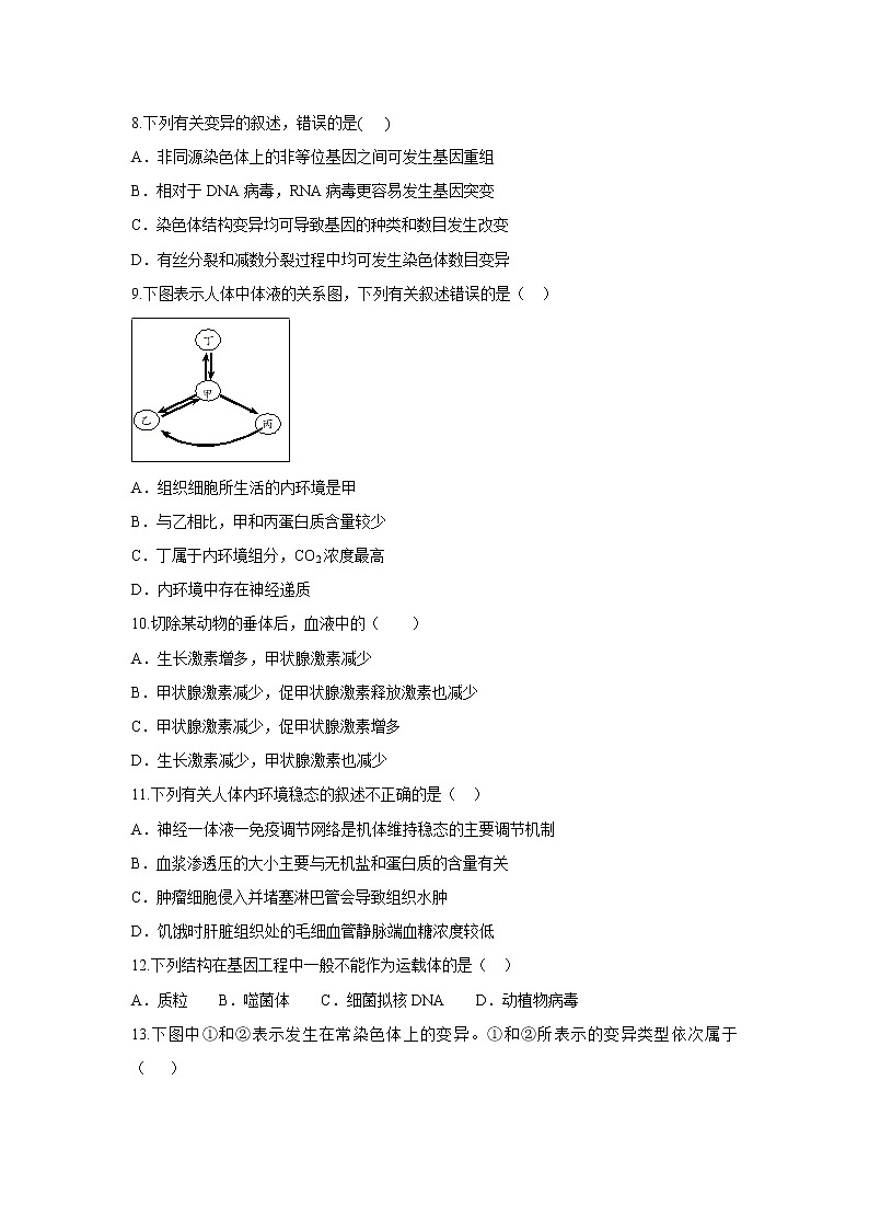 【生物】福建省莆田第六中學(xué)2018-2019學(xué)年高二上學(xué)期期末考試試題第2頁