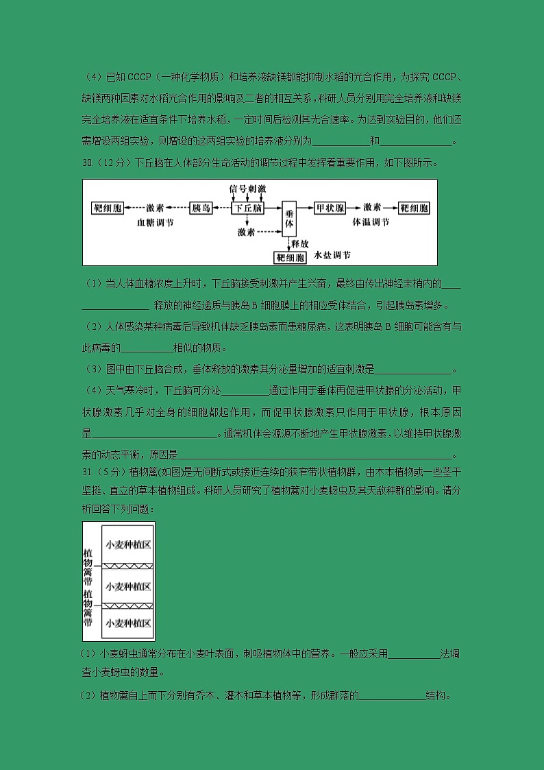 【生物】湖南省衡阳市第一中学2018-2019学年高二下学期期中考试理科综合试题03