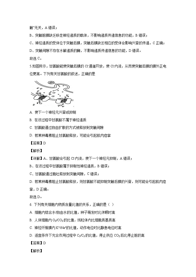 【生物】山西省长治市二中2019-2020学年高二上学期期末考试试题(解析版)03