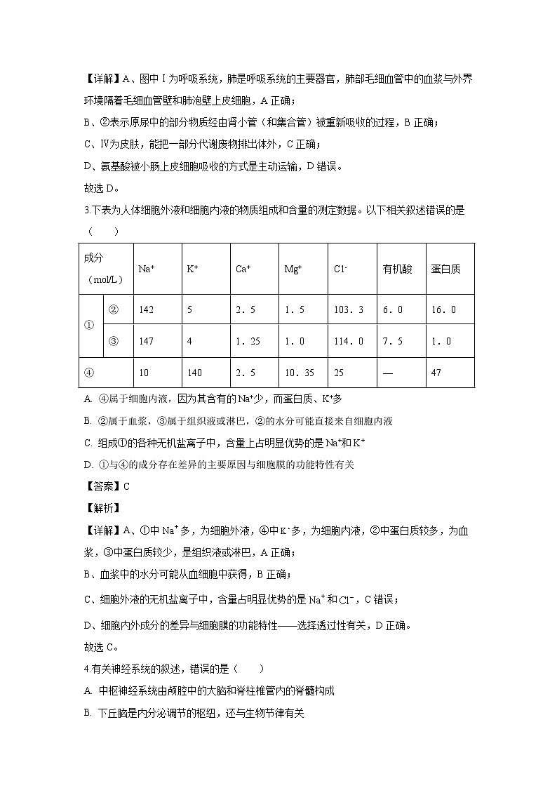 【生物】河南省信阳市2019-2020学年高二上学期期末考试试题(解析版)02