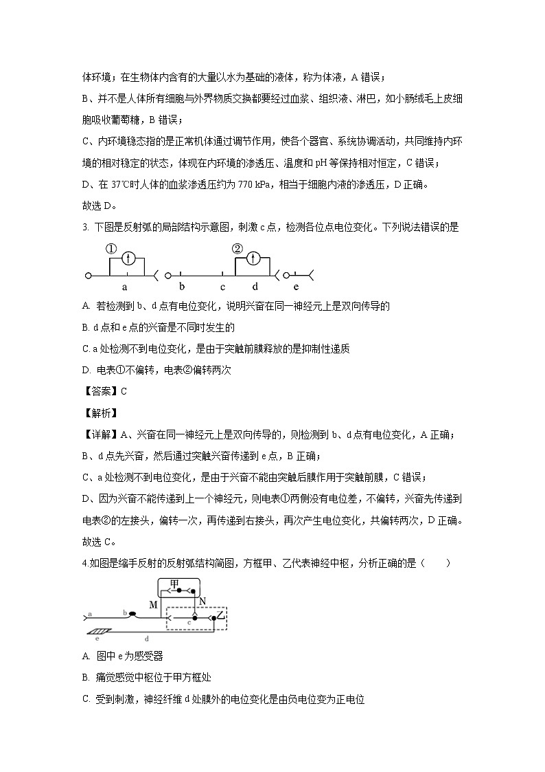 【生物】陕西省西安中学2019-2020学年高二下学期期中考试试卷(解析版)02
