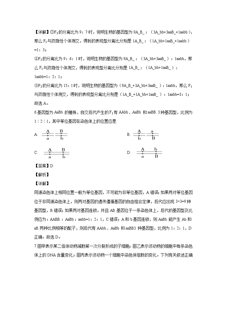 【生物】安徽省六安市一中2019-2020学年高二上学期期末考试试题(解析版)03