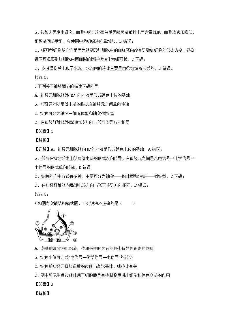 【生物】海南省海口市四中2019-2020学年高二上学期期末考试试题(解析版)02