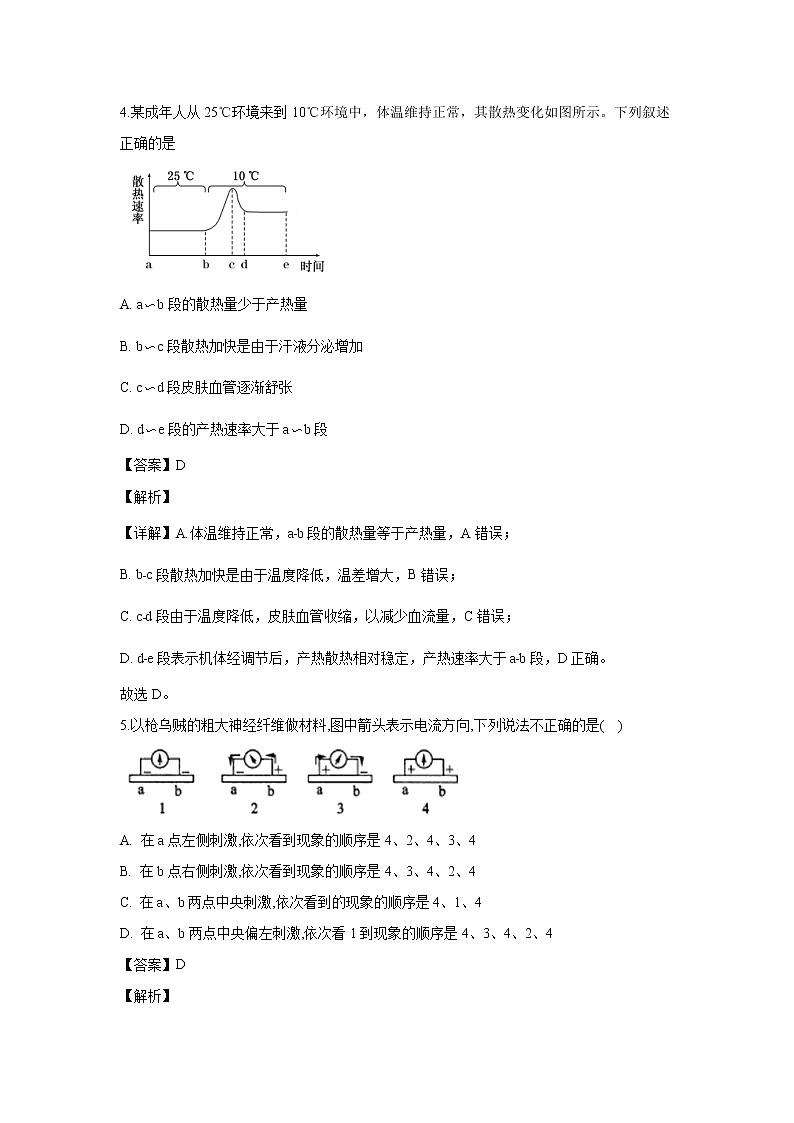 【生物】河北省邯郸市大名一中2019-2020学年高二上学期期末考试试题(解析版)第2页