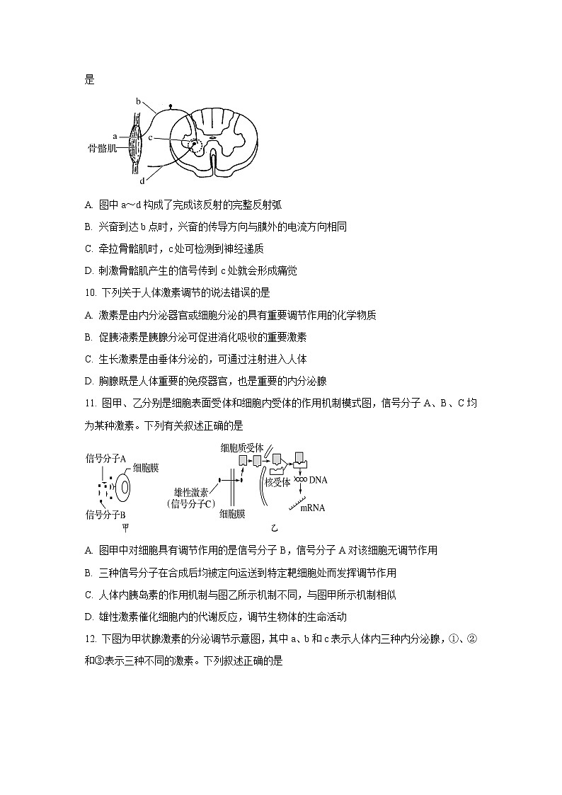 【生物】湖北省荆门市2019-2020学年高二上学期期末学业水平选择性考试阶段性检测试题03