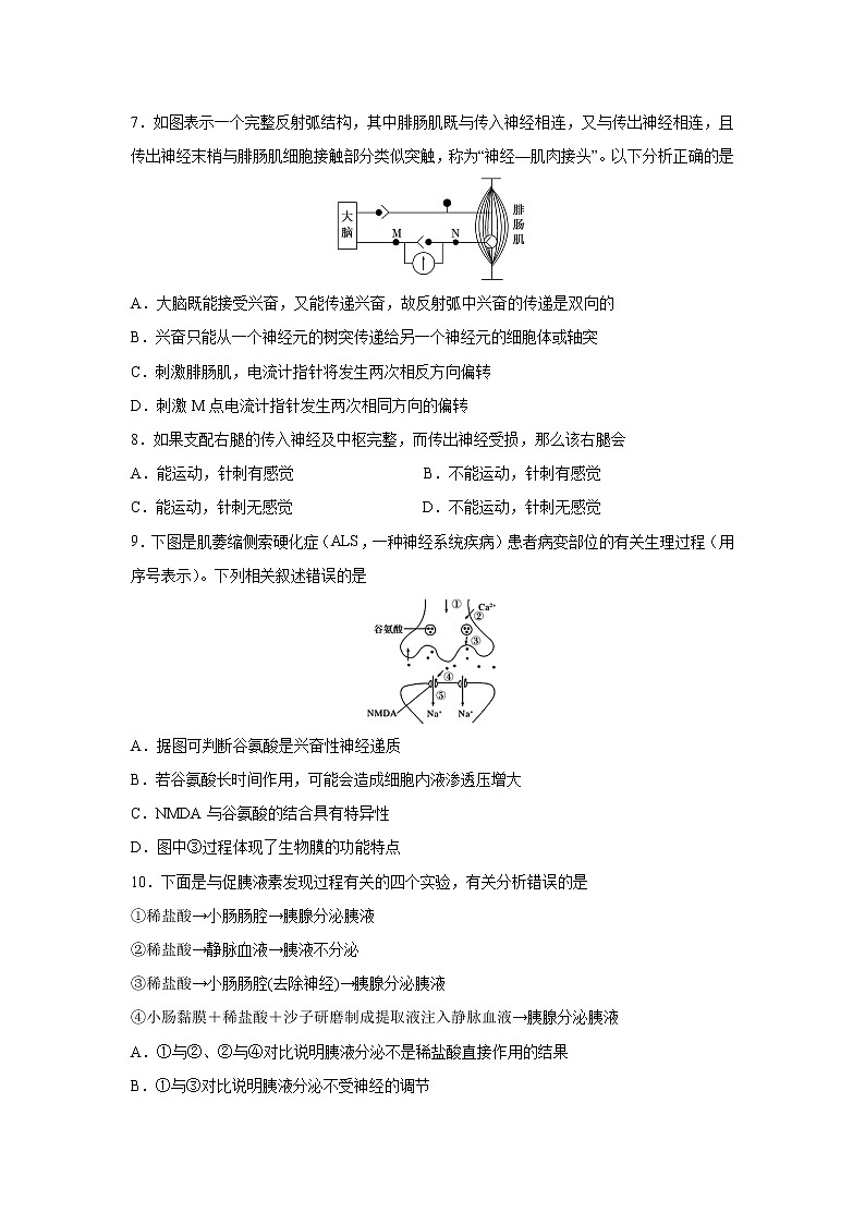 【生物】湖北省荆州中学、宜昌一中两校2019-2020学年高二上学期期末考试试题02
