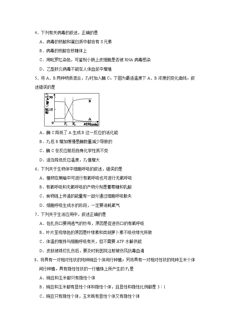 【生物】湖北省2019年春“荊、荊、襄、宜四地七?？荚嚶?lián)盟”高二期中聯(lián)考試題第2頁