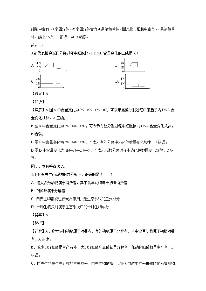 【生物】新疆昌吉市教育共同体2019-2020学年高二下学期期中考试试题(解析版)第2页