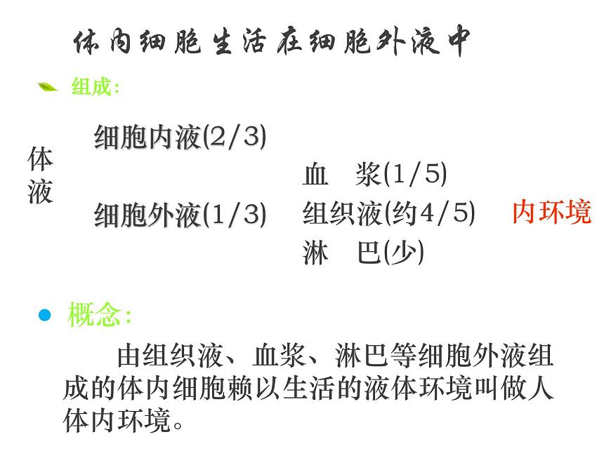 人教版高二生物必修3課件：1.1細胞生活的環(huán)境2第5頁