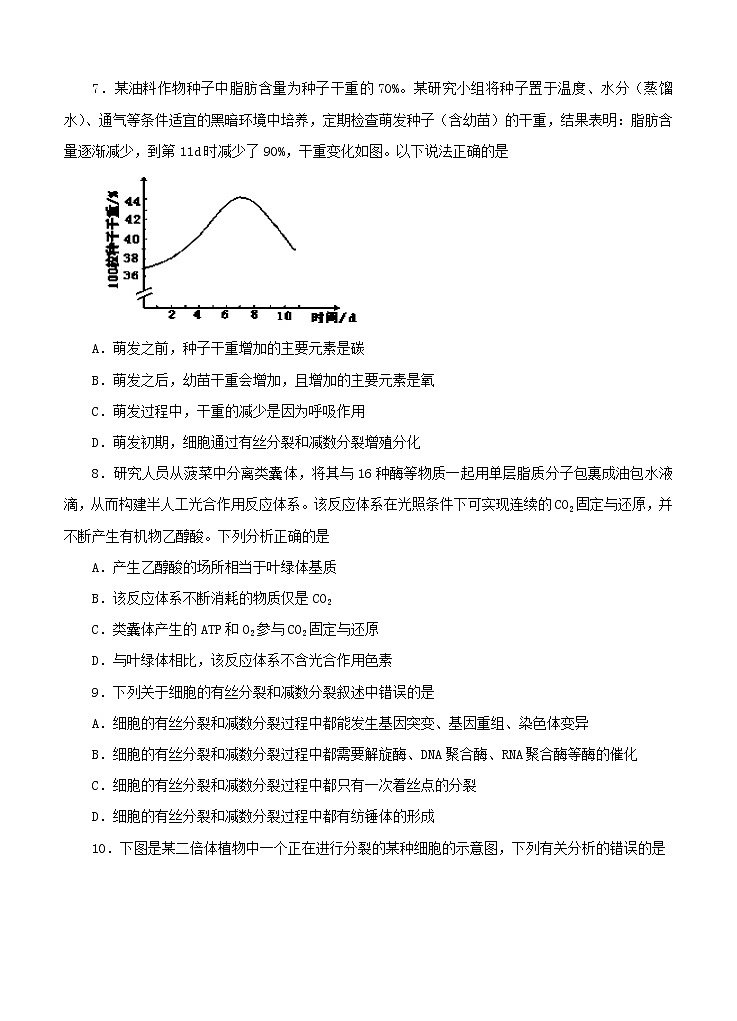 2021届高三上学期期中备考金卷 生物B卷(含答案)03