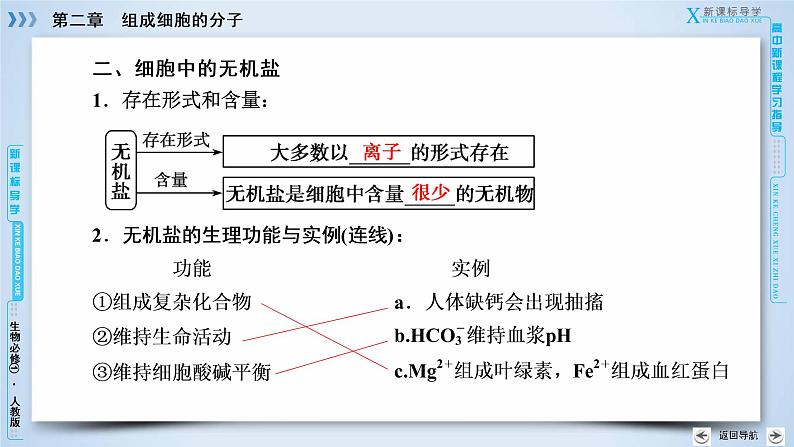 高中生物人教版必修1课件:第2章 第5节细胞中的无机物08