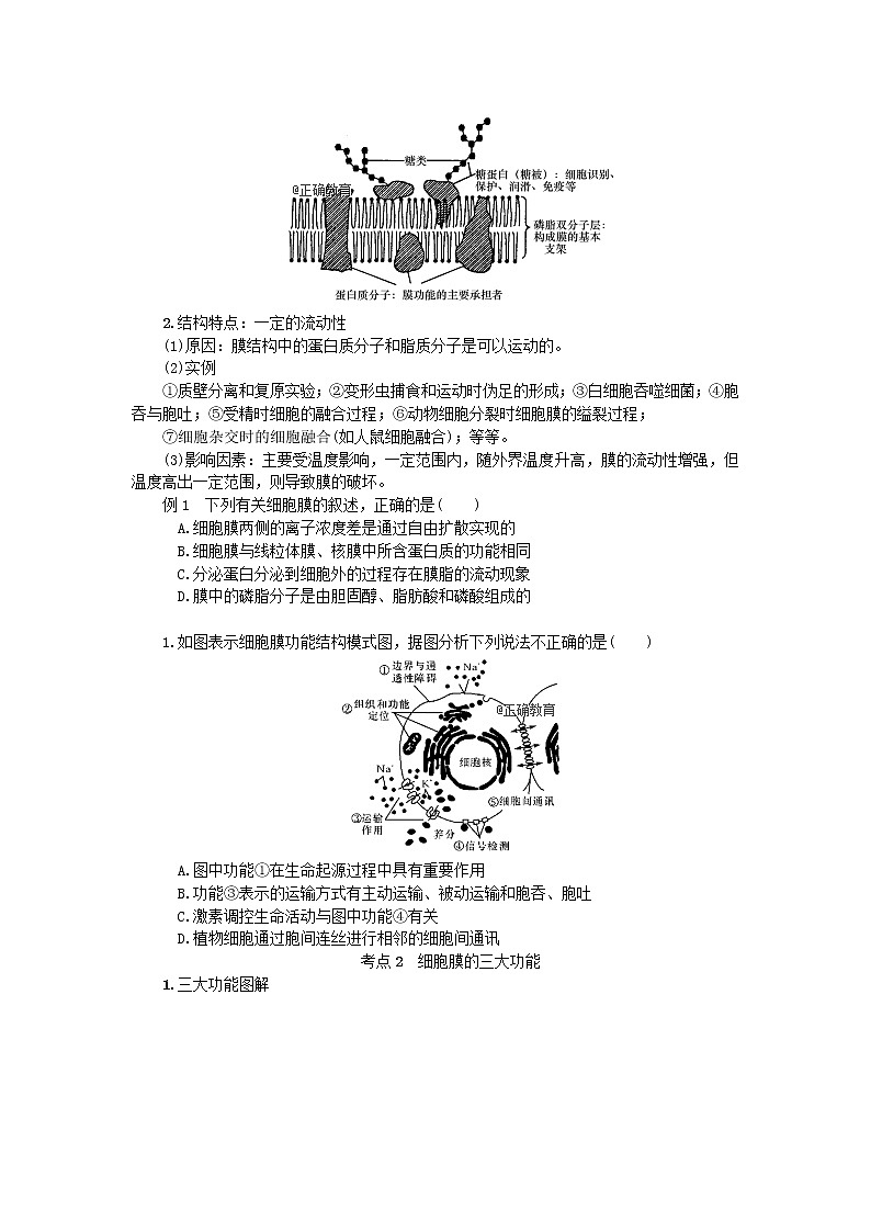 高考生物一轮总复习学案:第2单元 细胞的基本结构 第2讲 细胞膜—系统的边界第2页