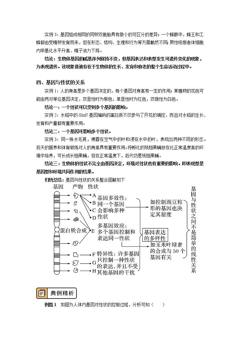 2020-2021学年高一上学期生物人教版(2019)必修二 基因表达与性状的关系 学案03