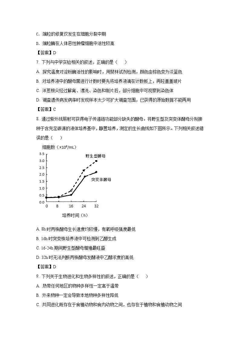 八省联考2021年江苏省新高考适应性考试生物试卷（含答案）03