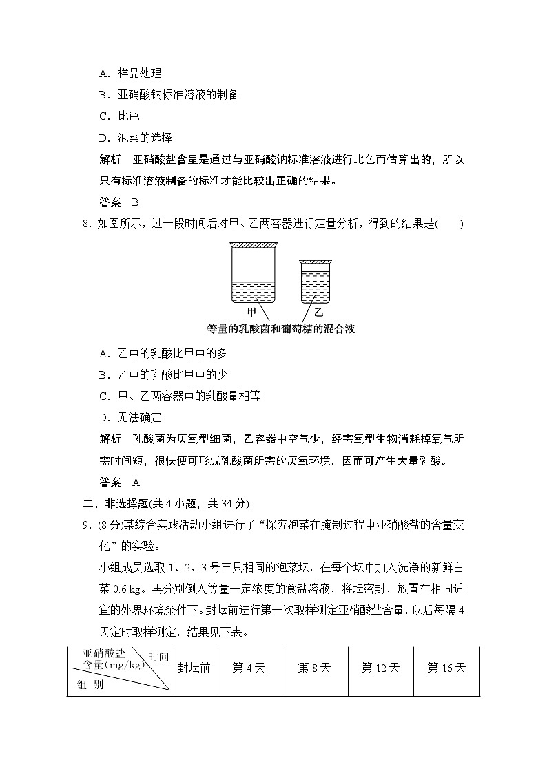 高中生物(浙江专用,浙科版)课件+课时作业-选修一 第三部分 生物技术在食品加工中的应用1-3-6课时作业第3页