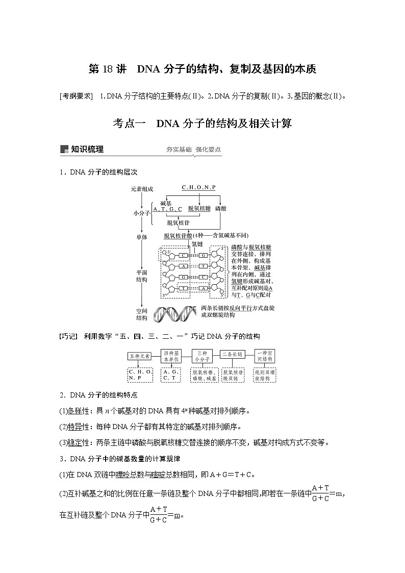 2020版高考生物大一轮人教讲义:第六单元 第18讲 DNA分子的结构、复制及基因的本质第1页