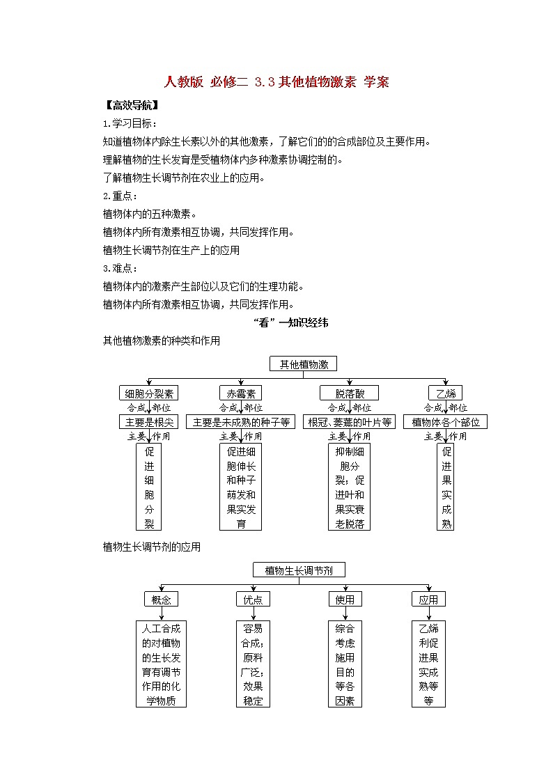 高中生物《3.3 其他植物激素》学案 新人教版必修301