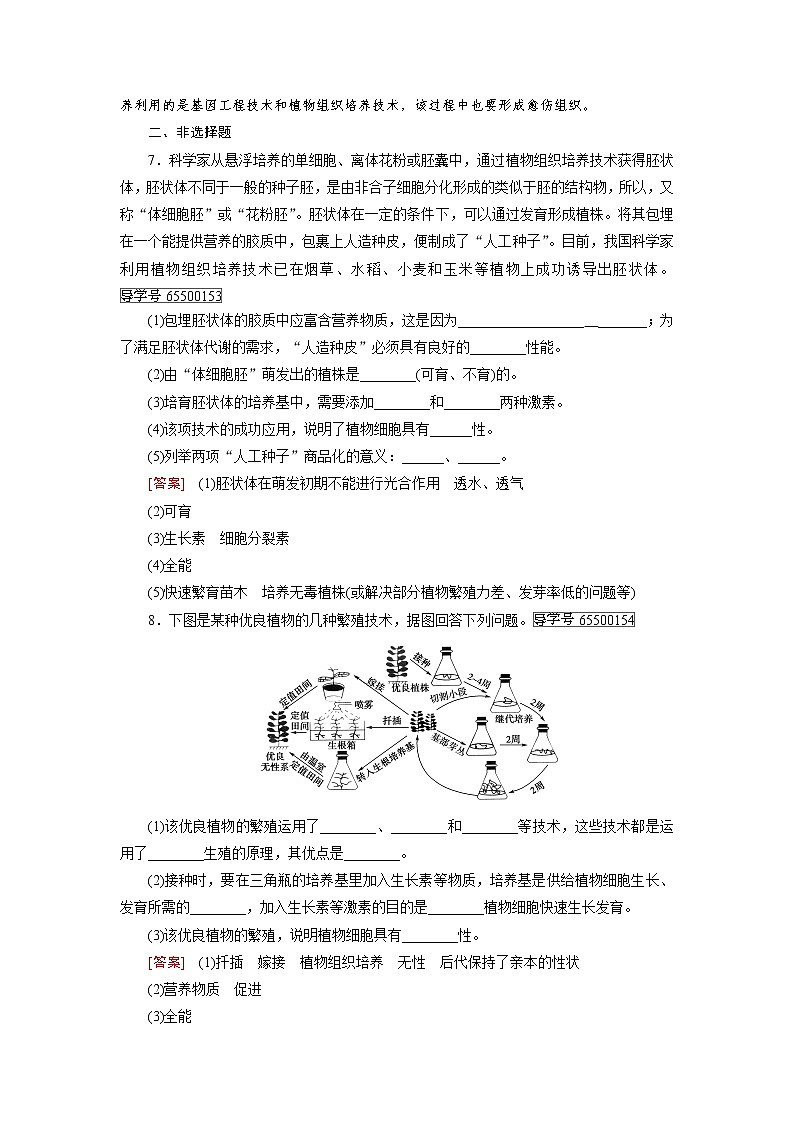 高二生物人教版选修3练习:专题2 第1节 第2课时 植物细胞工程的实际应用 word版含解析第3页
