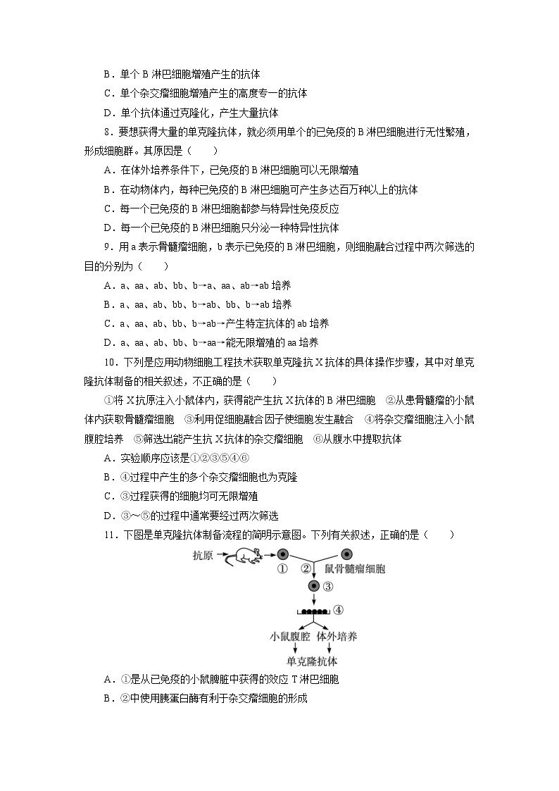 生物人教版选修3自我小测 2.2.2　动物细胞融合与单克隆抗体 Word版含解析02