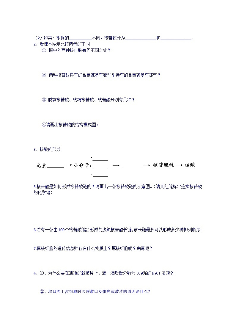 高中生物教案 必修一:第二章 组成细胞的分子 第3节 遗传性息的携带者——核酸02