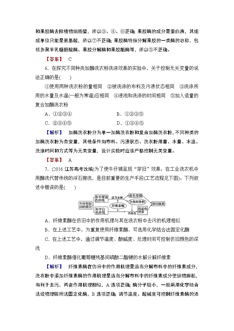 高中生物人教版选修一专题综合测评4第3页